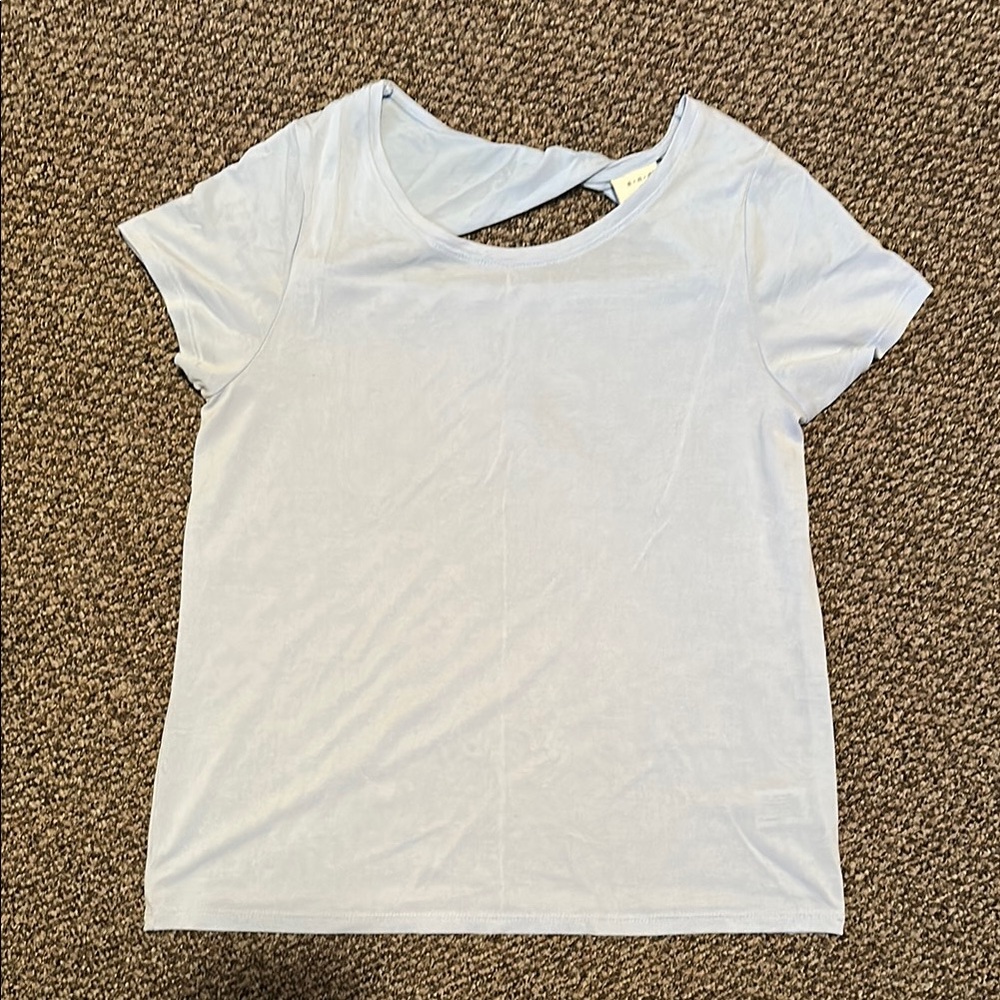 A New Day Light Blue Cut Out Short Sleeve Tee